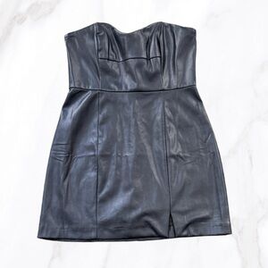 Hutch Black Strapless Faux Leather Mini Dress, Size 4